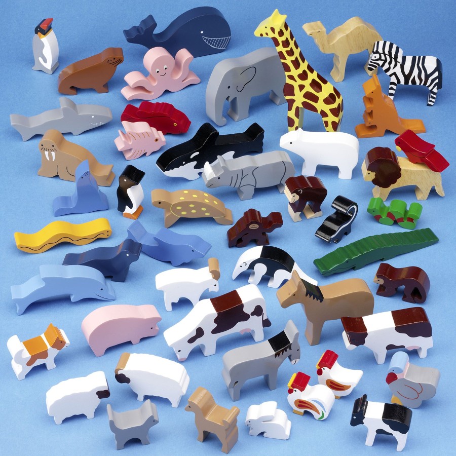 Role Play Educational Toys | Wooden Animal Play Set - 48 Piece