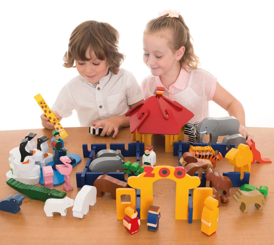 Small World Educational Toys | Wooden Zoo Play Set