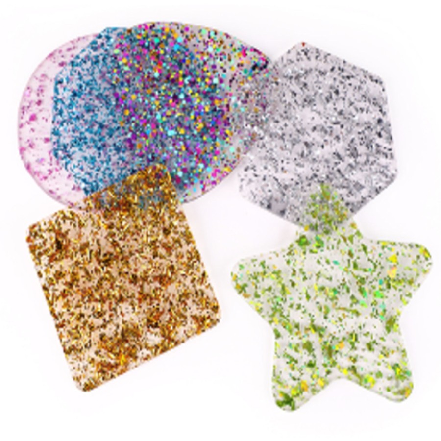 Down Syndrome Educational Toys | Glitter Acrylic Shapes 6 Pcs