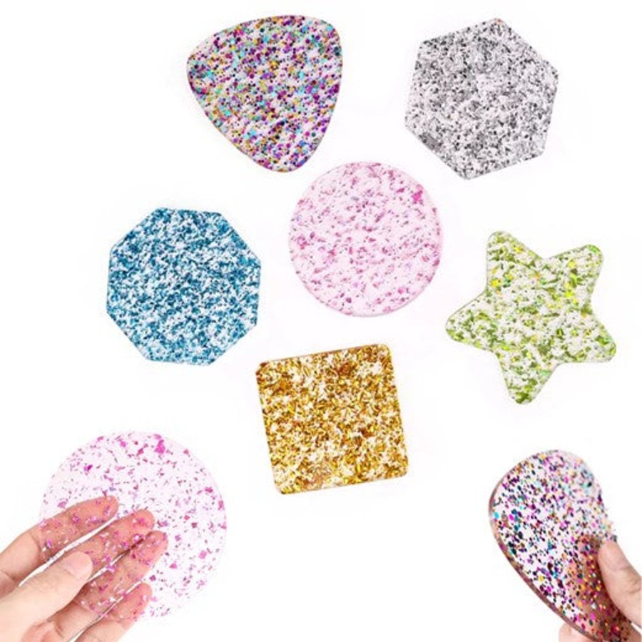 Down Syndrome Educational Toys | Glitter Acrylic Shapes 6 Pcs