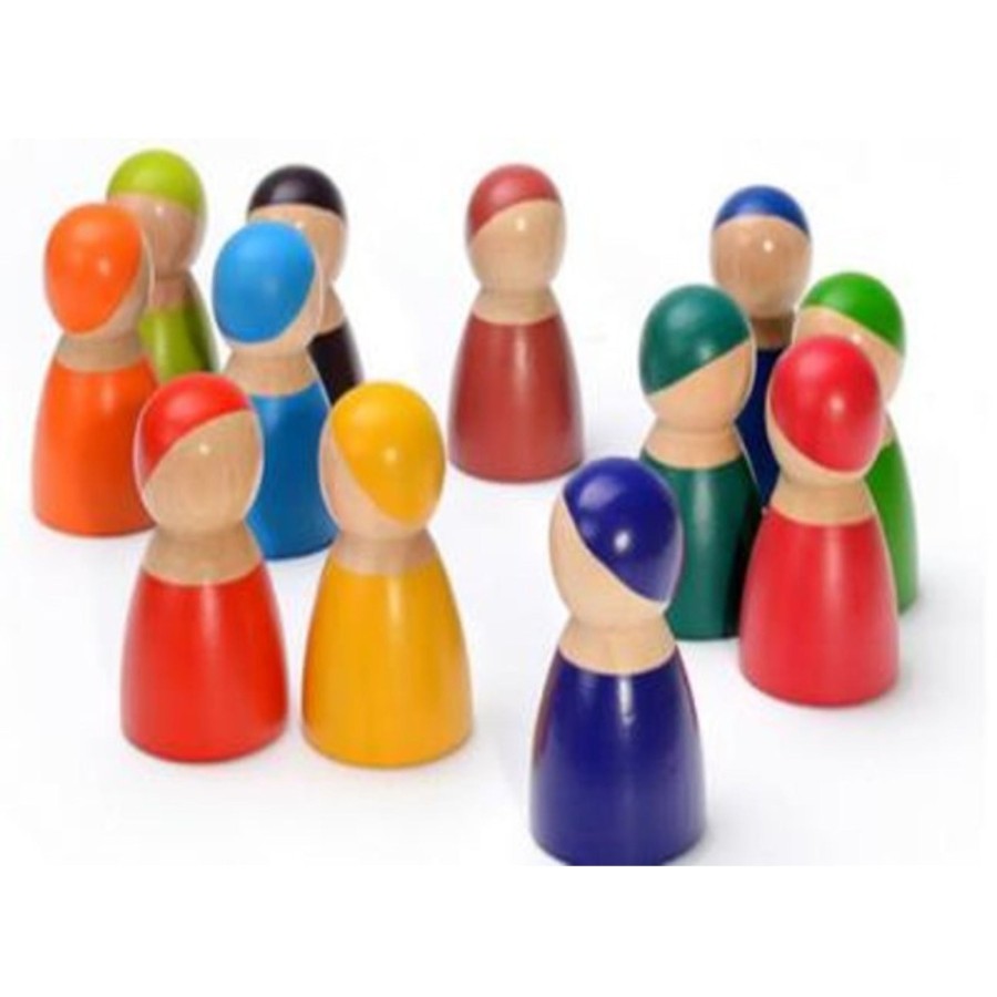 Role Play Educational Toys | Wooden Rainbow Dolls Set