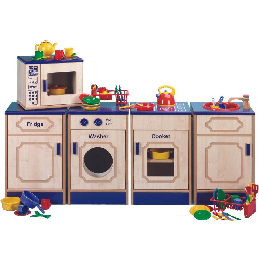 Role Play Educational Toys | Wooden Assembled Kitchen Set + 81 Piece Play